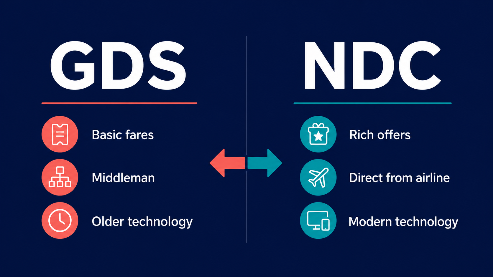 NDC vs GDS comparison: GDS basic fares via middleman versus NDC rich offers direct from airline
